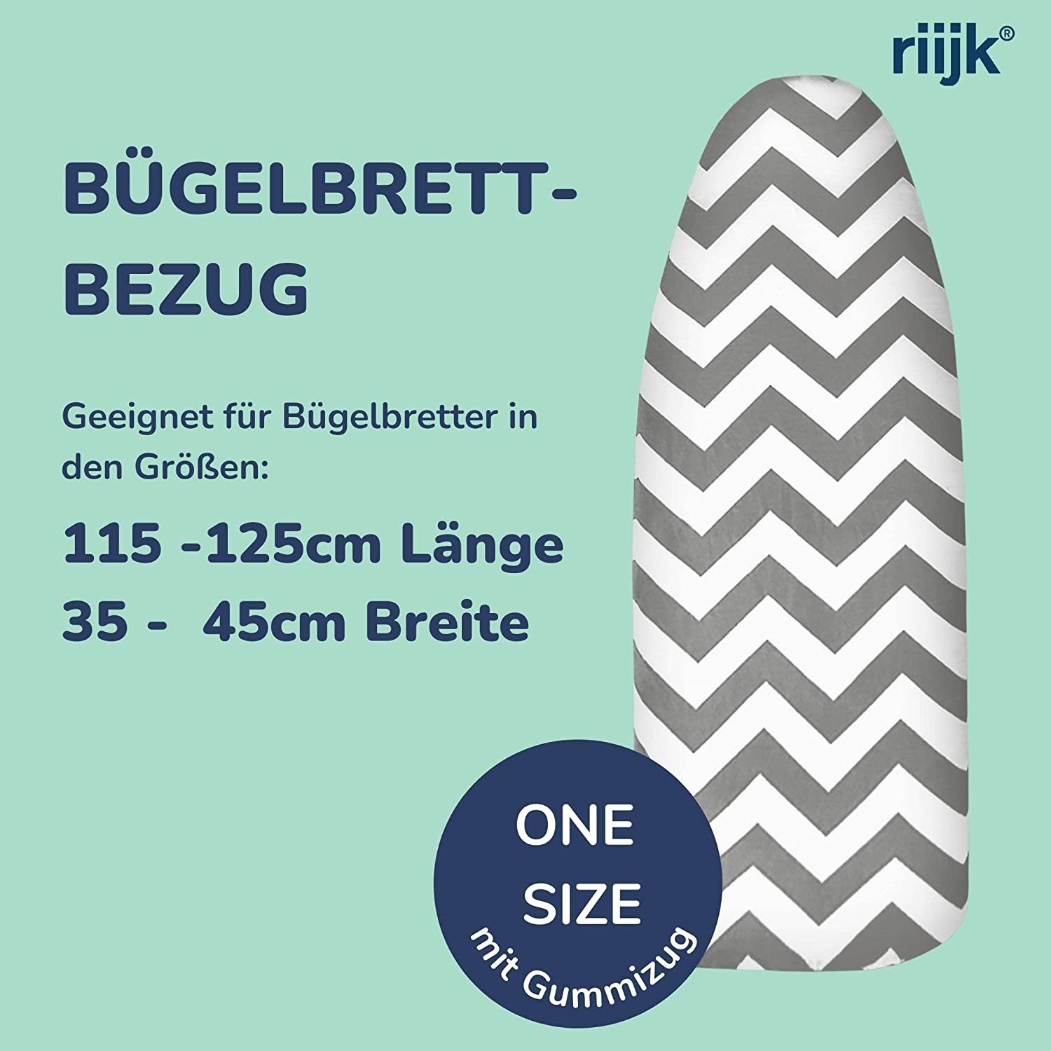 Bügeltischbezug, Bügelbrettbezug Breite, Grau 125cm für passend Länge passend universal bis riijk und Zubehör universal 45cm