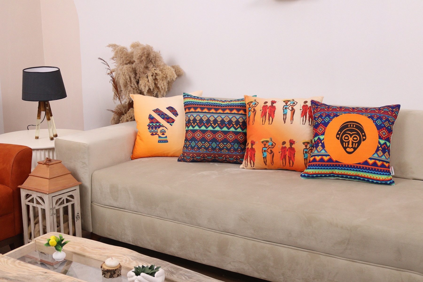 Ekershop Kissenhüllen Dekorative 4er SET AFRIKA Style Dekokissen Hülle Kiss günstig online kaufen