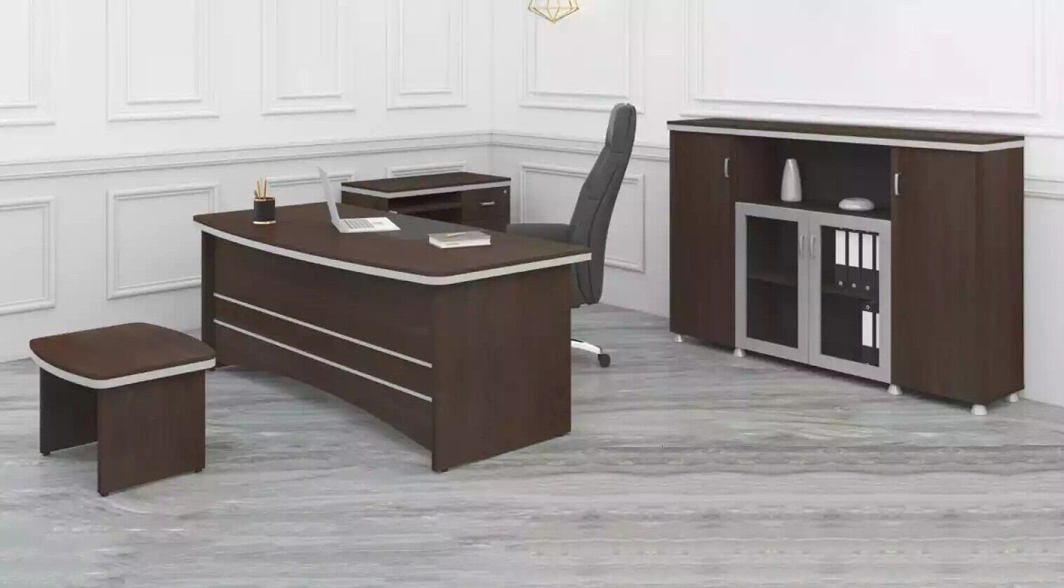JVmoebel Schreibtisch Modernes Büro Set Schreibtisch Schrank Beistelltische Komplettes Set (4-St., Schreibtisch, Couchtisch, Beistelltisch, Schrank), Made in Europa