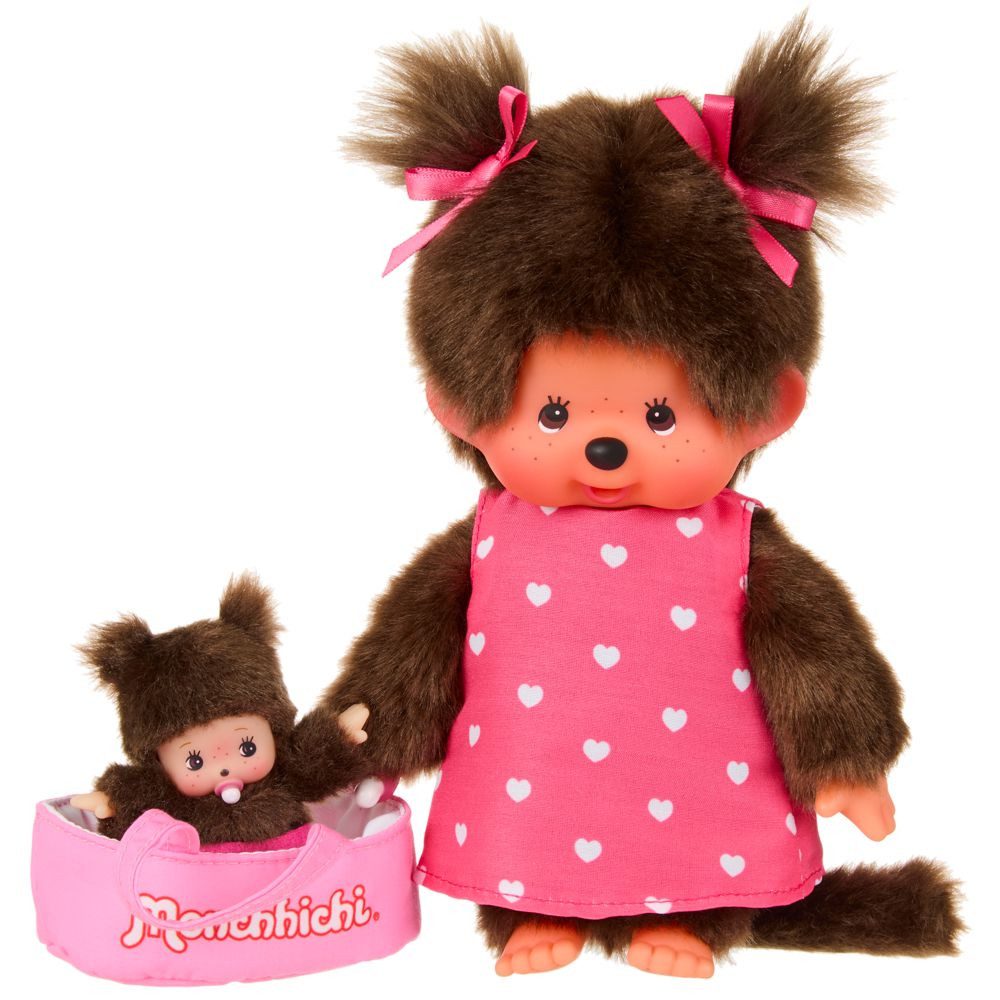 Monchhichi Plüschfigur Mutter & Kind Tragetasche 20 cm Monchhichi Puppe Geschenkverpackung