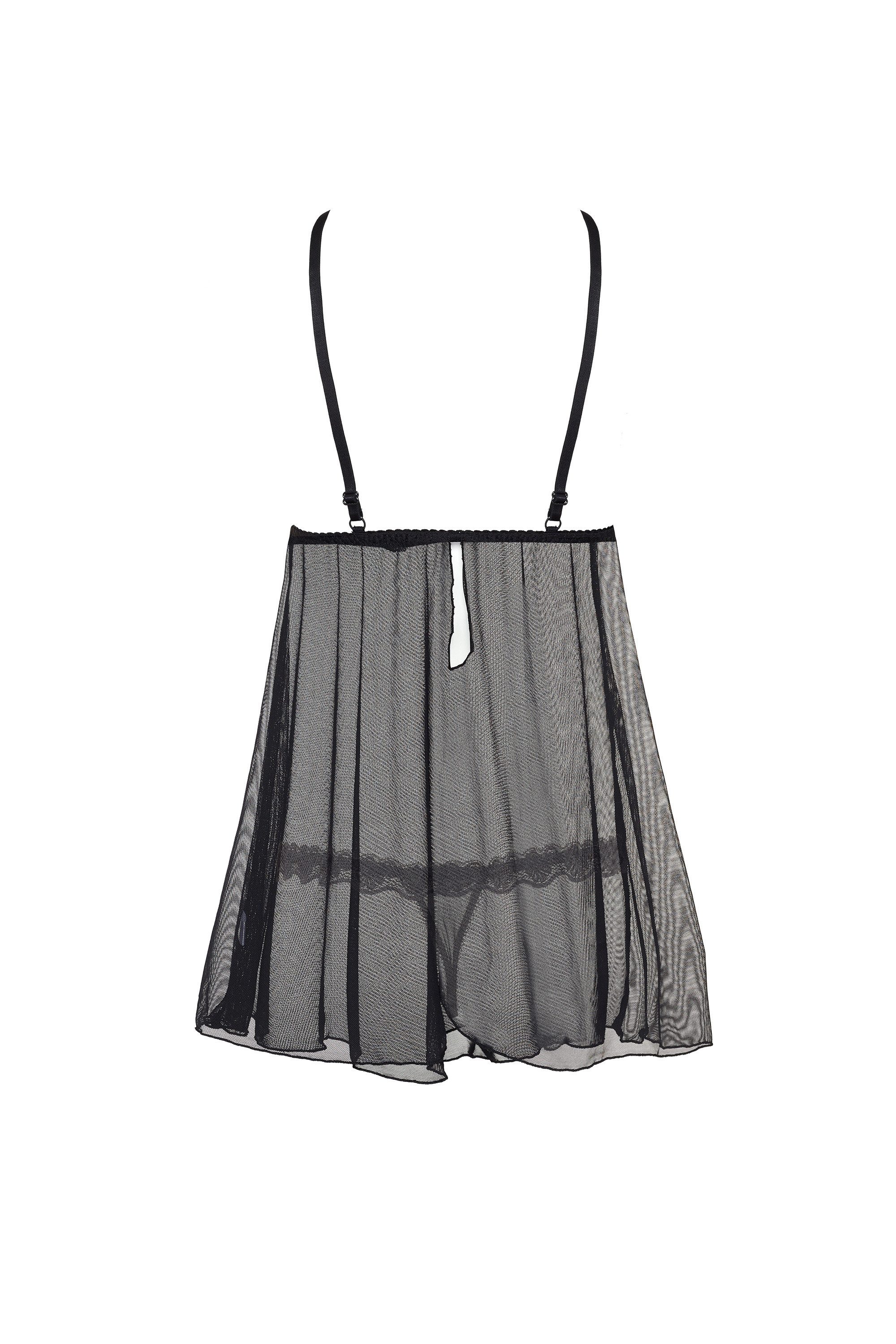 Beauty Night Fashion Negligé Babydoll Lauren schwarz Negligee transparent mit String (2-tlg)