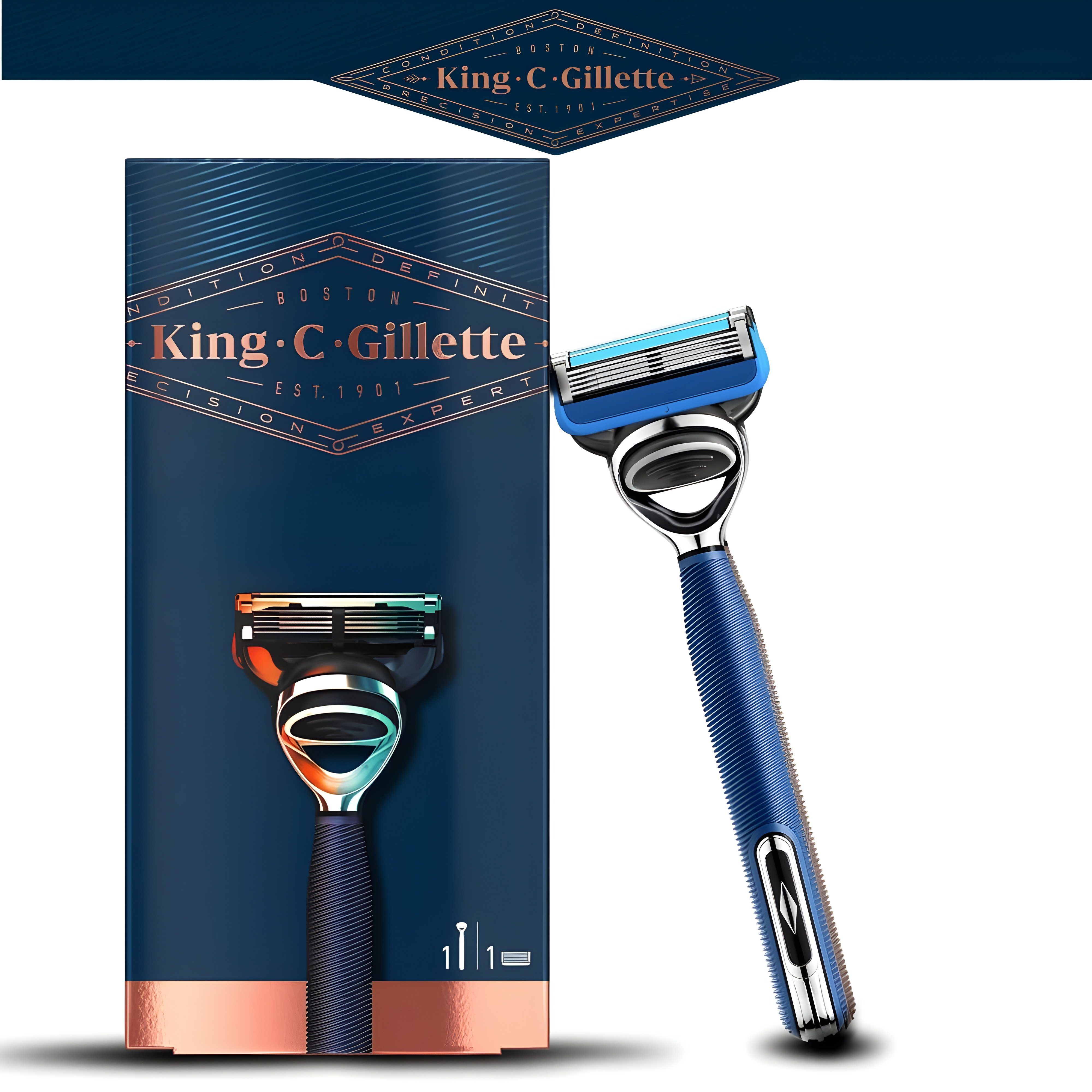 Gillette Nassrasierer King C. Gillette Premium Rasierer, Für Kanten und schwierige Bereiche