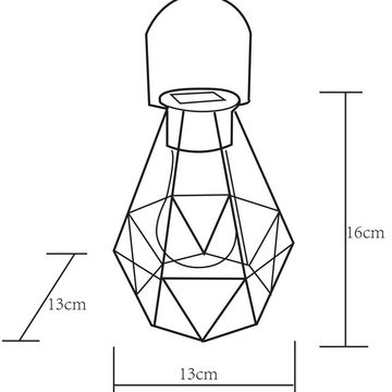 etc-shop LED Solarleuchte, LED-Leuchtmittel fest verbaut, Neutralweiß, LED Solar Gitter Decken Hänge Leuchte Garten Beleuchtung Außen