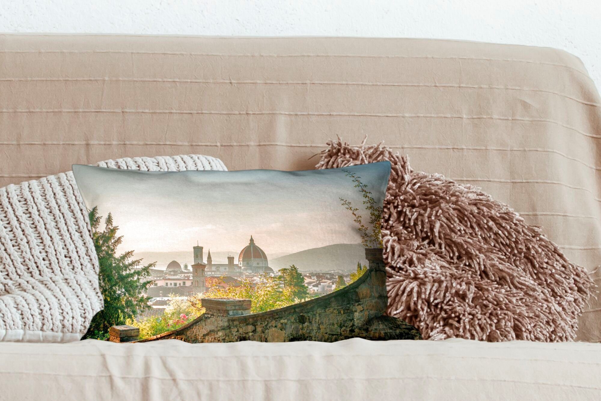 Dekokissen Schlafzimmer Zierkissen, Wohzimmer Italien Stadt Dekoration, Florenz - - mit Mauer, MuchoWow - Füllung, Dekokissen