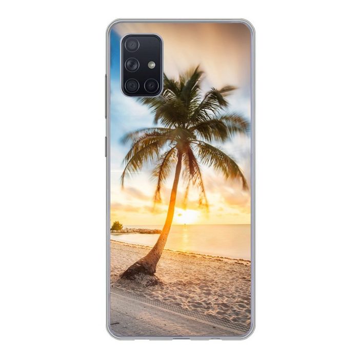 MuchoWow Handyhülle Sonnenuntergang - Strand - Palme Phone Case Handyhülle Samsung Galaxy A71 Silikon Schutzhülle
