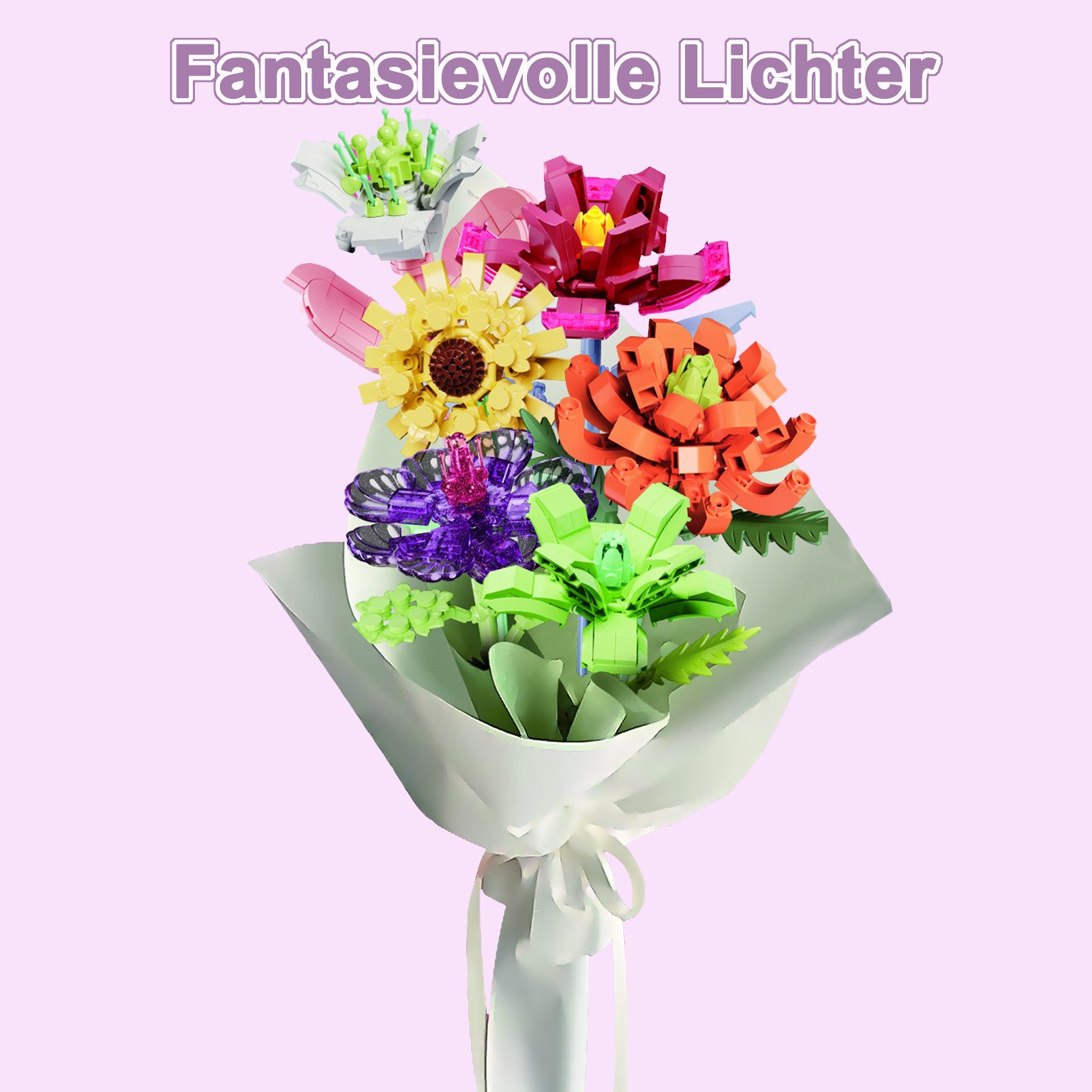 Esun Blumen Bouquet Building Set 1001 Stück, DIY Einzigartige Dekoration Spielbausteine, (SET, 1001 St., Blumen Baukasten), Geburtstag Geburt Ostern Nikolaus Weihnachten
