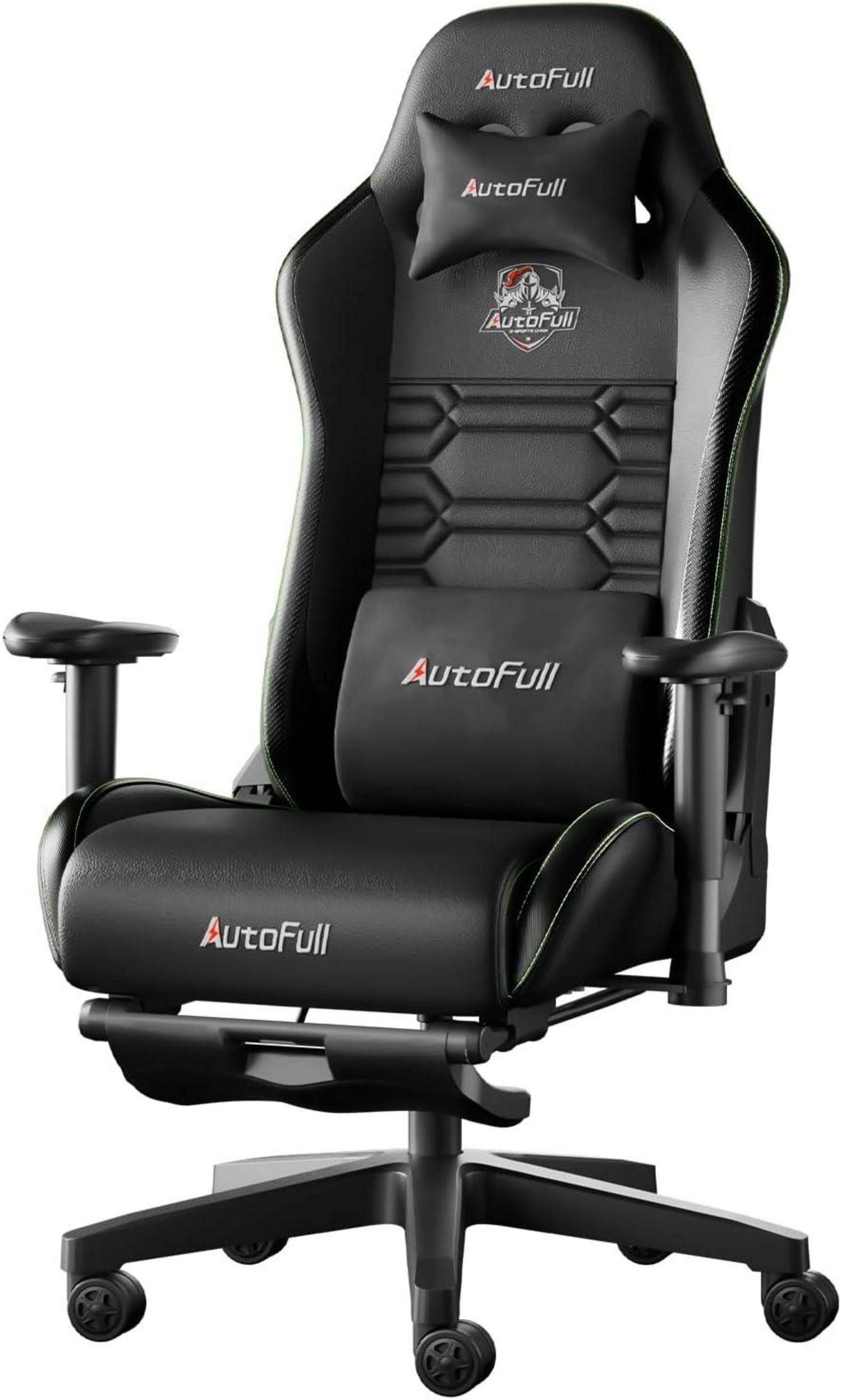 Gaming-Stuhl Gaming Stuhl Kopfstütze Lendenkissen Fußstütze Schwarz, ergonomisch