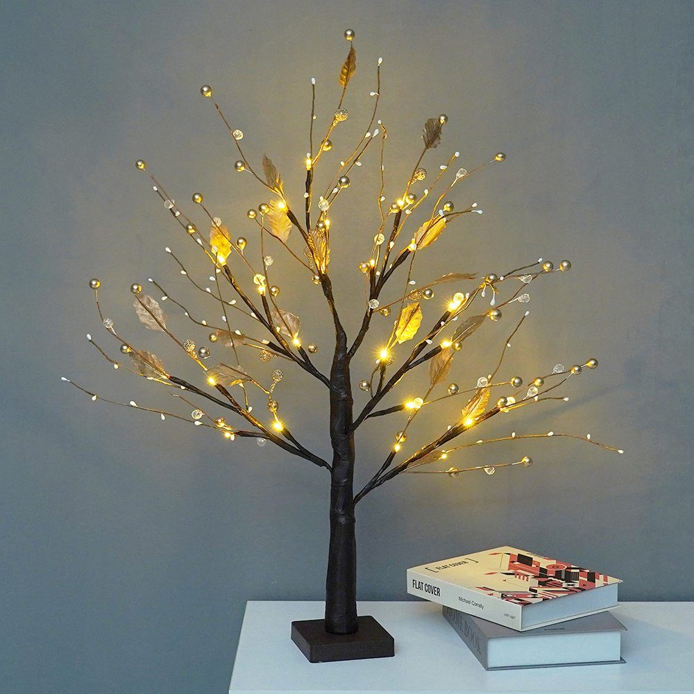 Rosnek LED Baum Baumlampe, Deko, für LED Gold Tischleuchte Bonsai-Baum Warmweiß, DIY Warmweiß, batteriebetrieben, Perlen Hochzeit Haus Festival