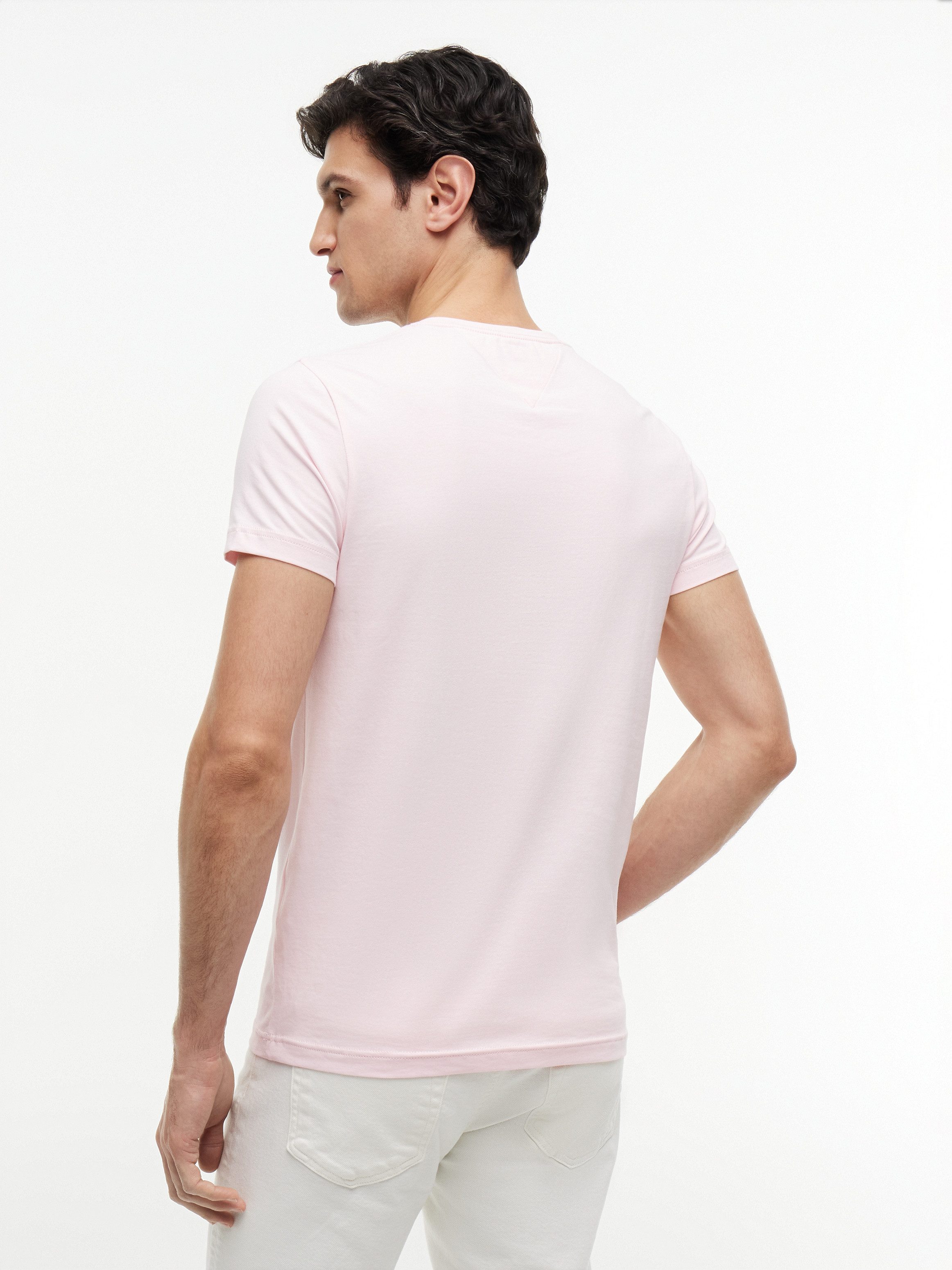 Tommy Hilfiger T-Shirt STRETCH SLIM FIT unifarben, casual, slim fit, Baumwollmix, Rundhals – Bild 2 von 5