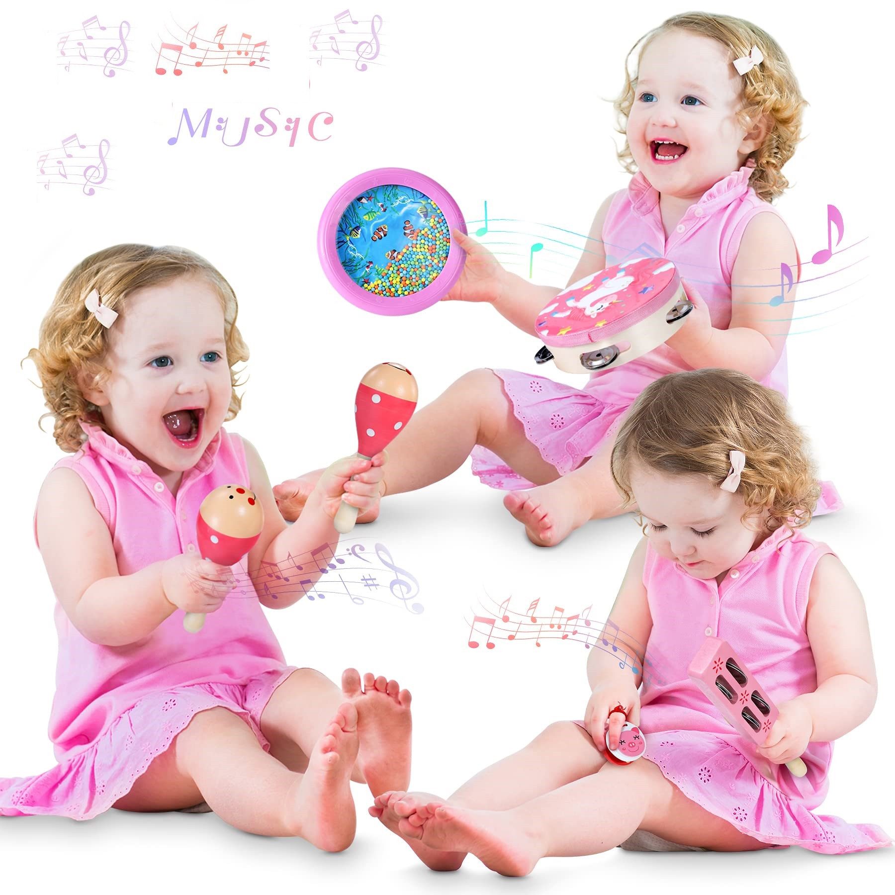 POPOLIC Spielzeug-Musikinstrument 25-teilige Rosa Musikinstrumente Set günstig online kaufen