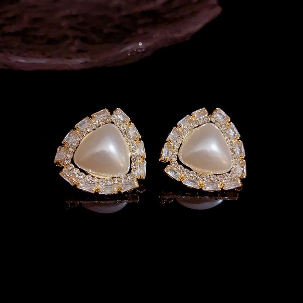 Damen Geometrische DAYUT Zirkonia Ohrring-Set Ohrringe Faux Dreieck Perle Retro Mode (1-tlg)