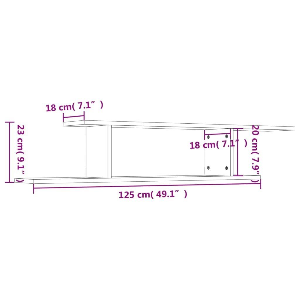 Holzwerkstoff, TV-Wandregal 125x18x23 vidaXL Sonoma Regal Sonoma-Eiche Eiche cm 1-tlg.