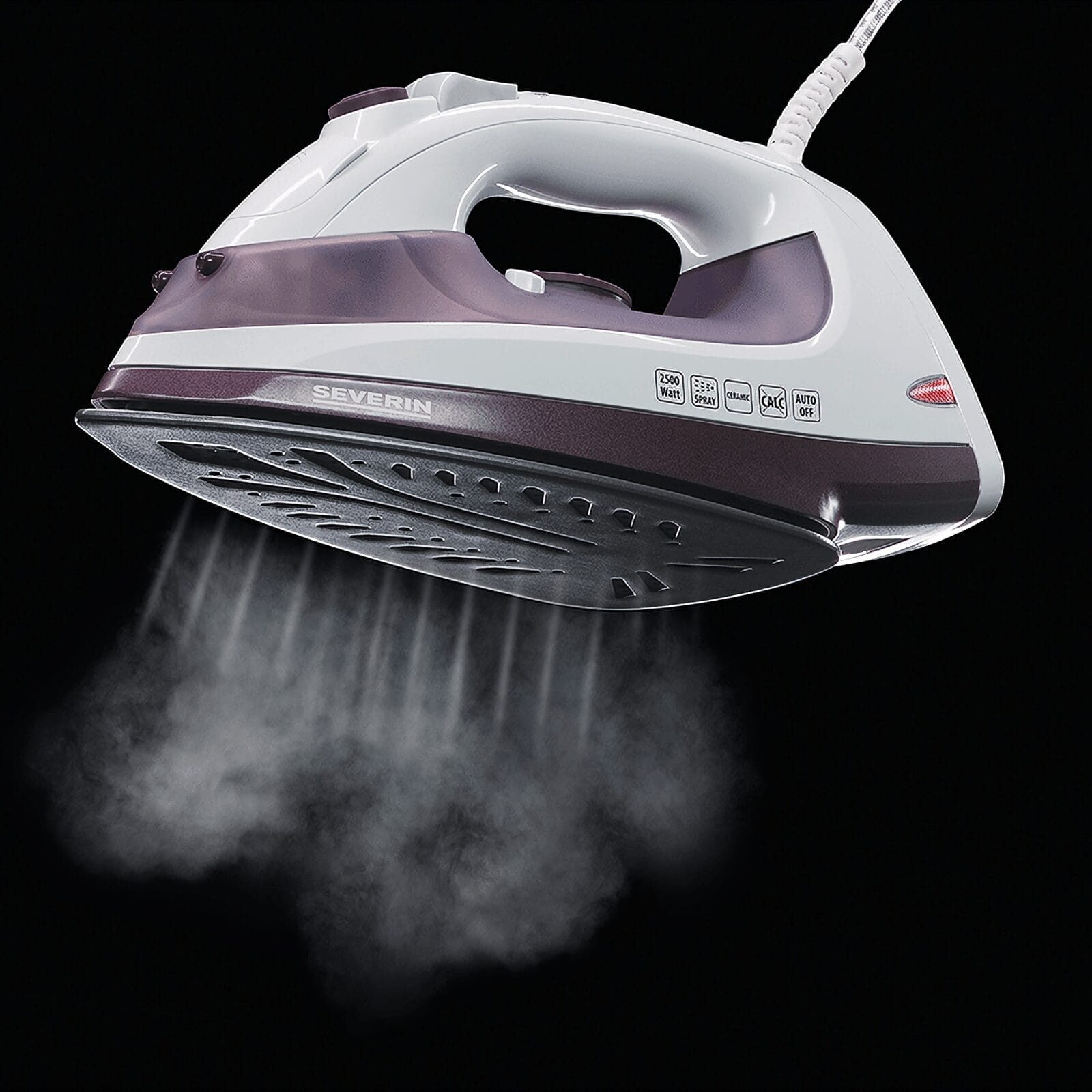 Severin Dampfbügeleisen BA 3210, 2500 W, keramikbeschichtete Bügelsohle Antihafteffekt, 70g/min Dampfstoß, lila