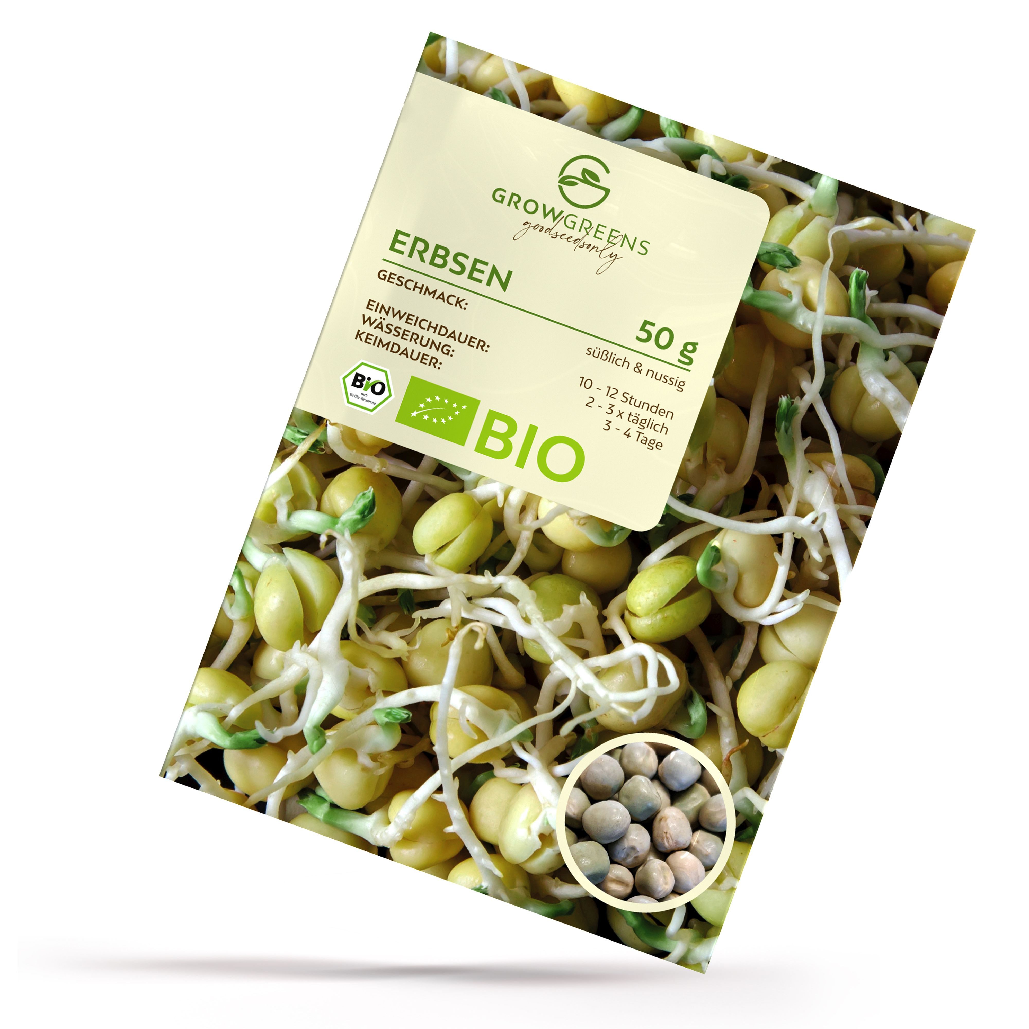 Growgreens Gemüsesamen Bio Erbsen Sprossen Samen (50g) - Microgreens Saatgu günstig online kaufen