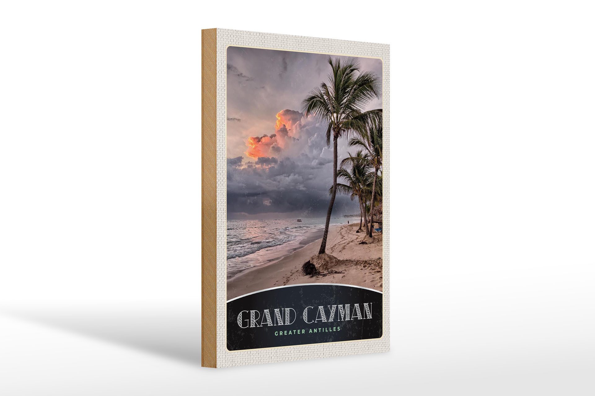 Holzbild Reise 20x30cm Grand Cayman Karibik Amerika Insel