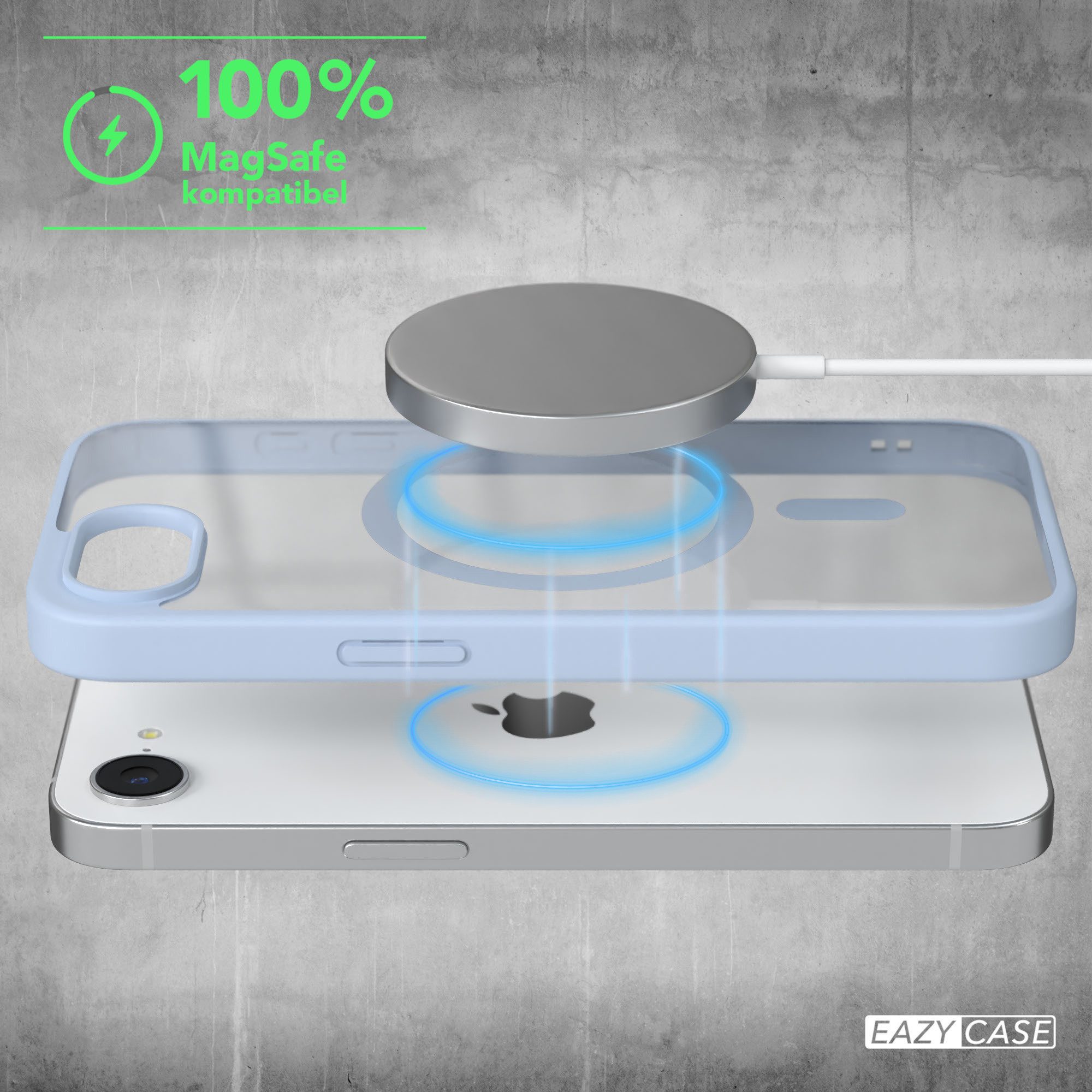 EAZY CASE Handyhülle Transparente Hülle mit MagSafe für iPhone 16e 6,1 Zoll, Softcase, Schutzhülle mit Displayschutz, stoßfest, kratzfest, Hellblau – Bild 3 von 5