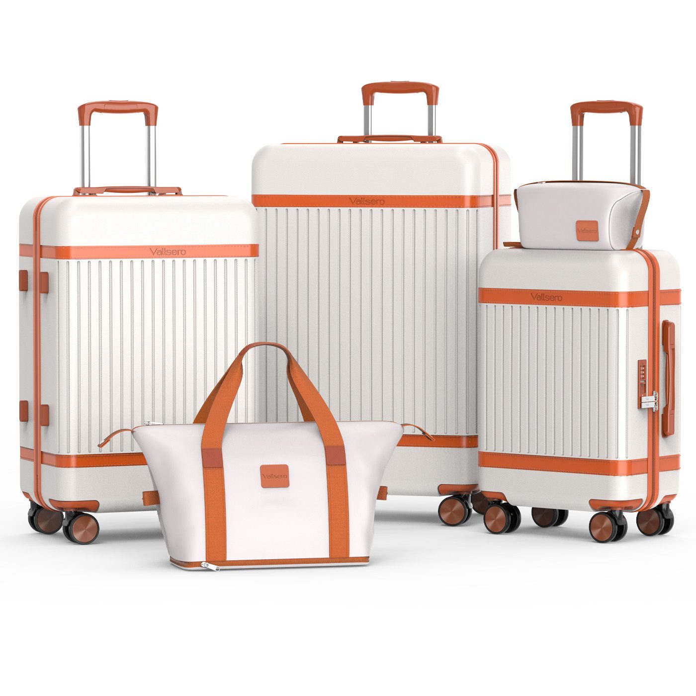 VALLSERO Trolleyset Hartschalen-Koffer set (M, L,XL) Rollkoffer, Reisekoffer, Handgepäck 4 Rollen, ABS-Material, TSA Zollschloss