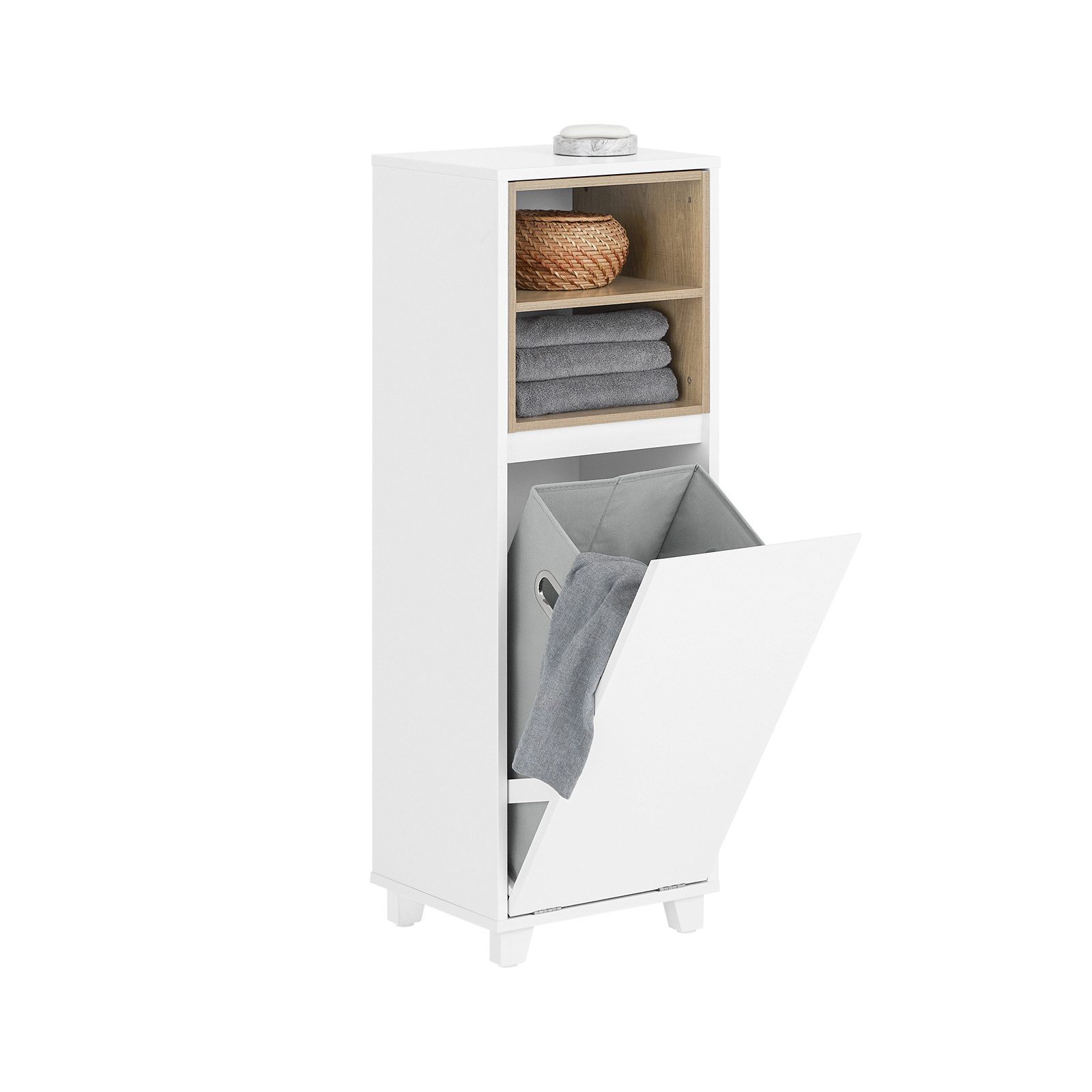 SoBuy Wäscheschrank BZR146 Badezimmerschrank mit Wäschesack günstig online kaufen