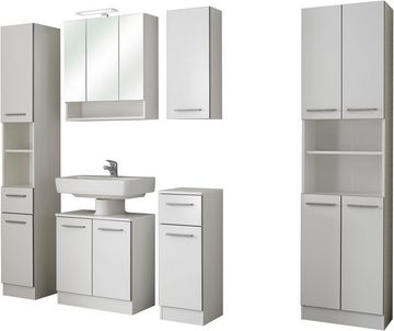 Saphir Badmöbel-Set Quickset 953 6-teilig, Waschbeckenunterschrank und LED-Spiegelschrank, (Set, 6-St), in Weiß Glanz, Badmöbel inkl. Türdämpfer, ohne Waschbecken, 13 Türen