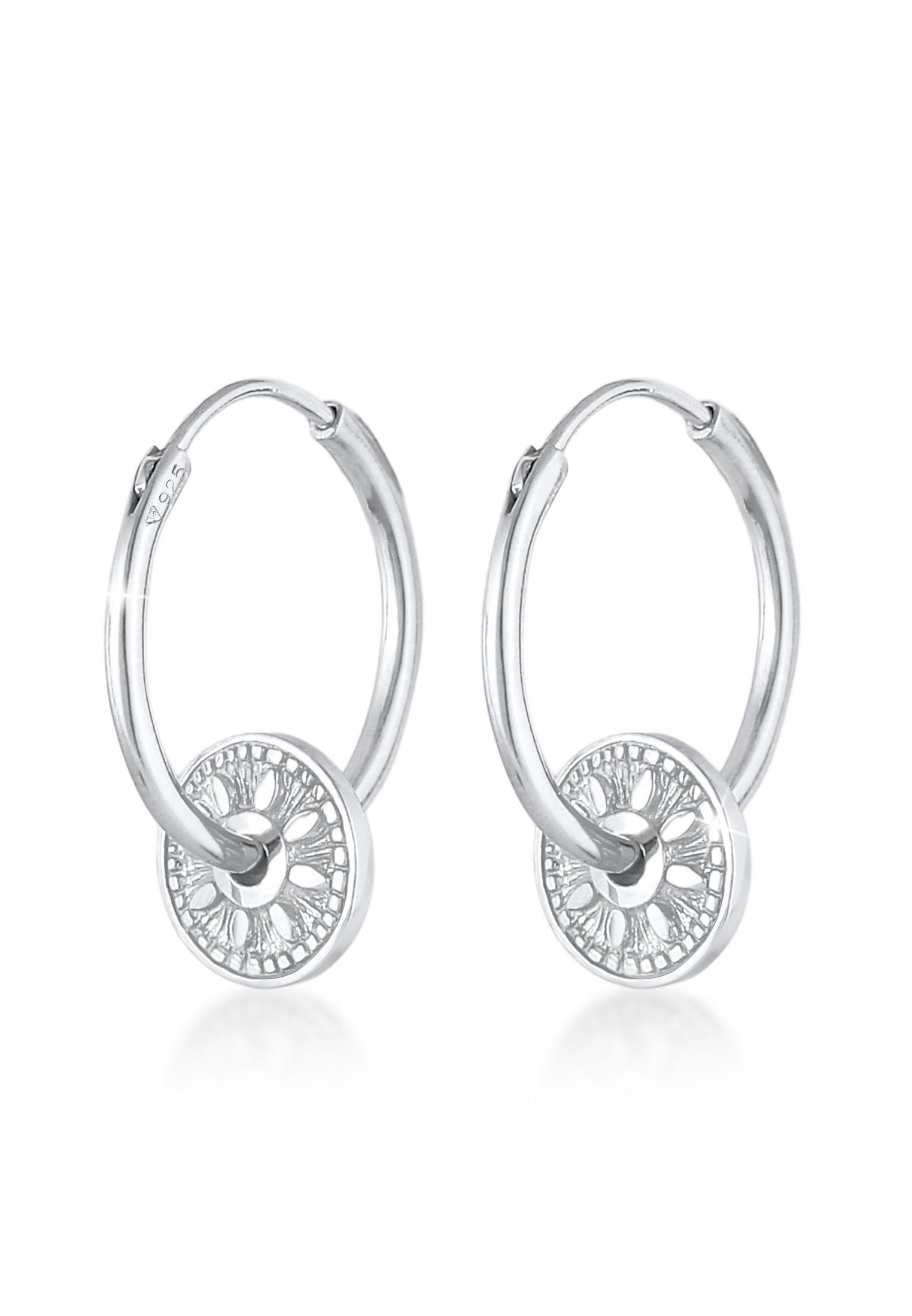 Elli Paar Ohrhänger Creolen Einhänger Sonne Antik 925er Silber | Ohrhänger