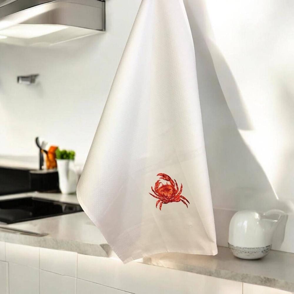 Vista Portuguese Geschirrtuch Crab bestickt in Weiß
