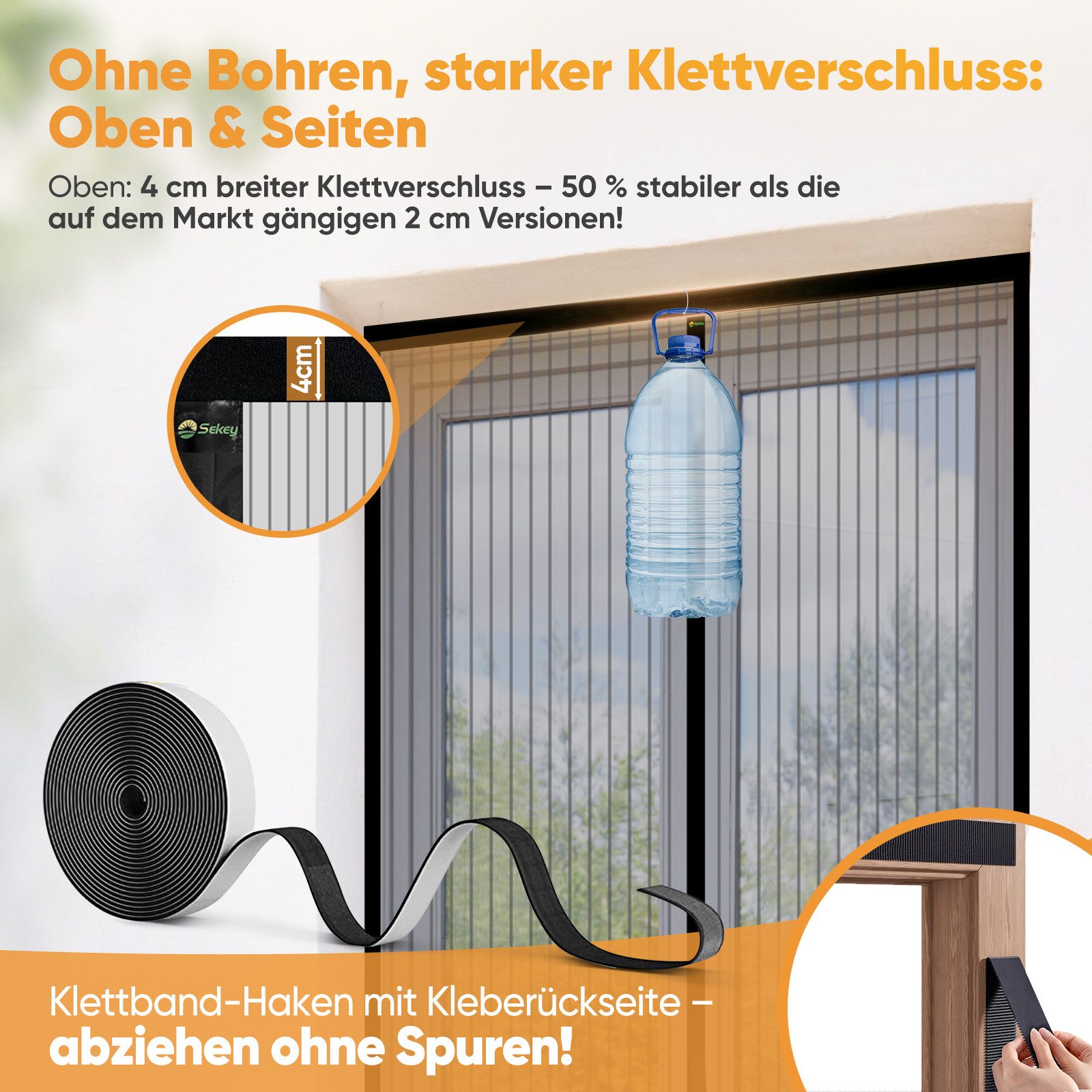 Thumbnail - Sekey Insektenschutz-Tür Magnet Fliegengitter für Balkontür Insektenschutz ohne Bohren, Schwarz, Passend für Terrassentü...