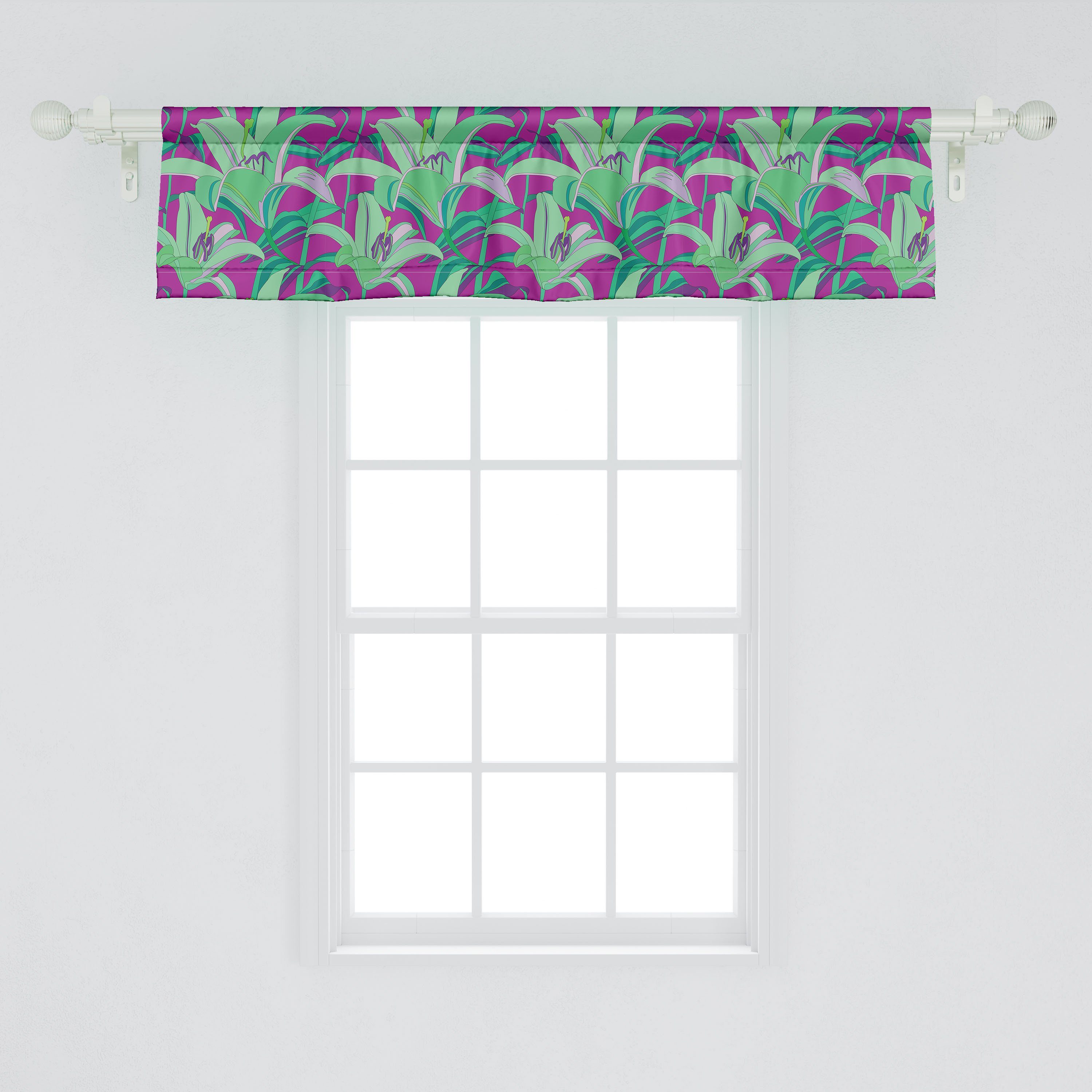 Blumen Pflanzen Microfaser, up Schlafzimmer Hawaiian Abakuhaus, Dekor Stangentasche, Küche Close Scheibengardine Volant mit Vorhang für