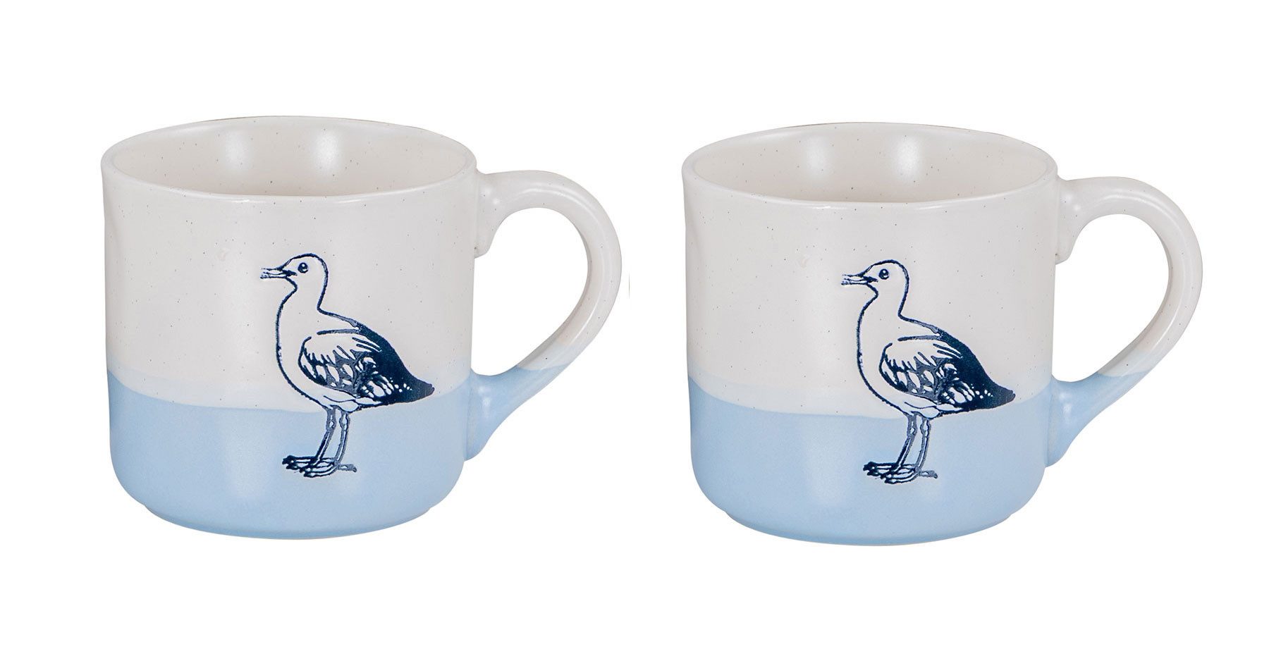 Levandeo® Becher, 2er Set Tassen Anker Möwe 350ml Steingut Kaffeetasse Becher Blau, Trinkbecher