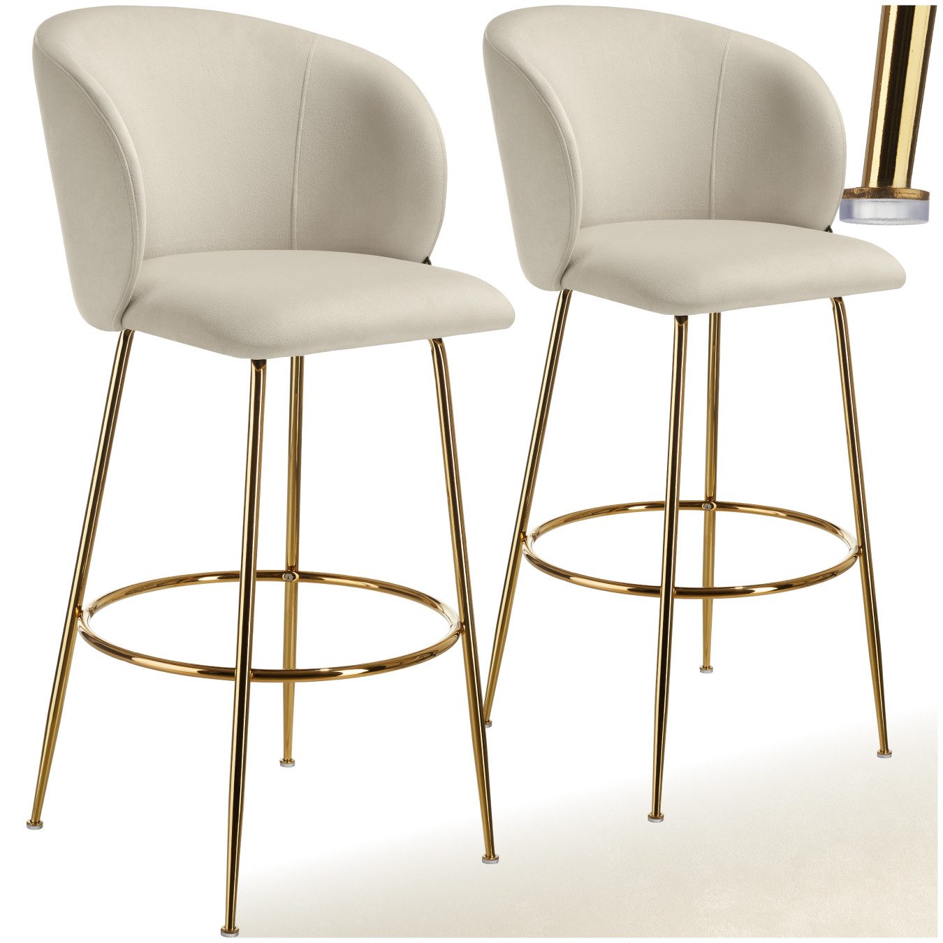 tectake Barhocker Barstuhl Luana, mit Rückenlehne, Samtoptik, 51 x 60 x 106 günstig online kaufen