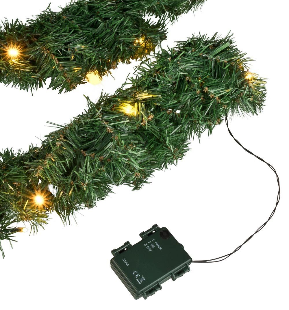 70 Timer 70-flammig, 5,4m LED-Girlande, Exclusiv LED Linder Batterie Girlande Weihnachtsgirlande künstliche GmbH