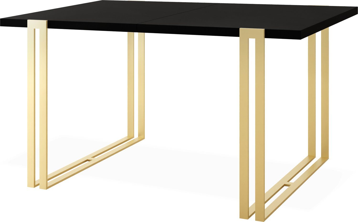 WFL GROUP Esstisch Marco Gold, Glamour Ausziehbar Tisch im Loft-Stil mit Metallbeinen Schwarz