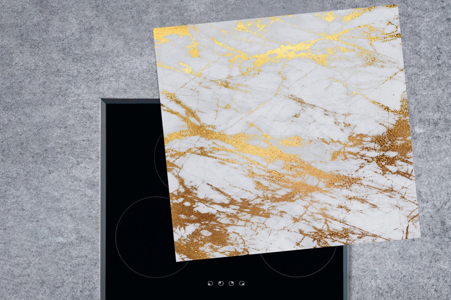 MuchoWow Herdblende-/Abdeckplatte Marmor - Ceranfeldabdeckung, küche für tlg), cm, Arbeitsplatte Vinyl, Gold, - 78x78 (1 Muster
