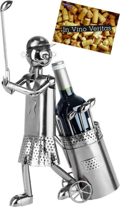 BRUBAKER Weinflaschenhalter Flaschenhalter Golfspielerin beim Abschlag - Metall Skulptur Golf, (1-St), Geschenk für Golferin Golf-Fans und Sportler