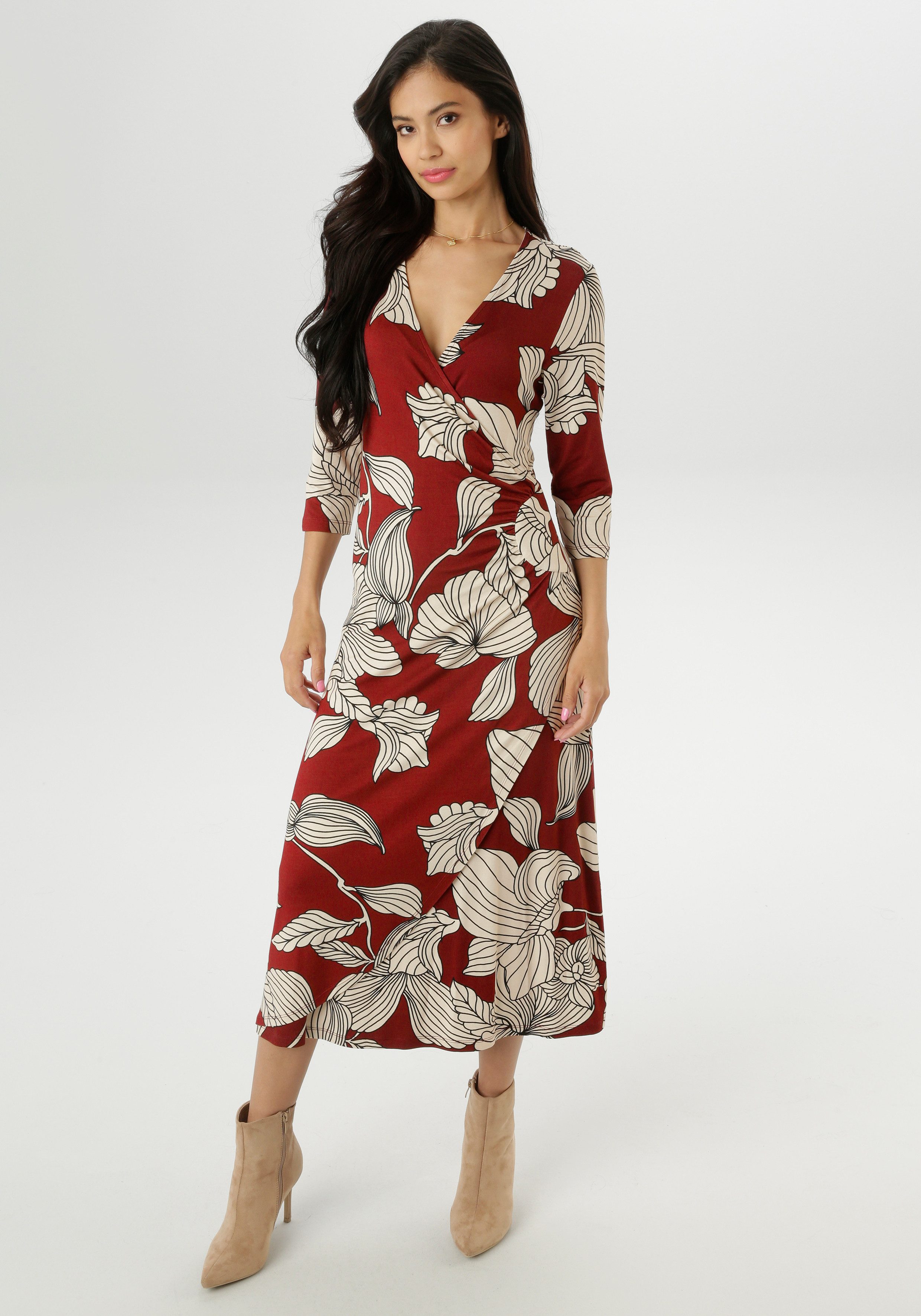 Aniston SELECTED Jerseykleid mit V-Ausschnitt in günstig online kaufen