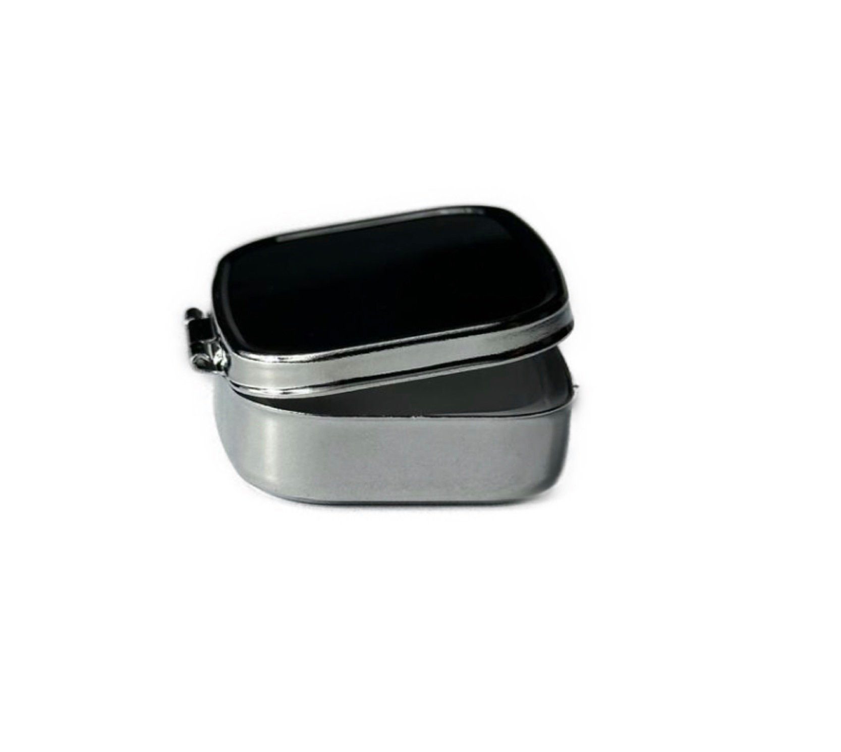 Paletti Pillendose Edelstahl Pillendose mit 2 Fächern - 5,5 x 4 x 1,5 cm - Tablettendose