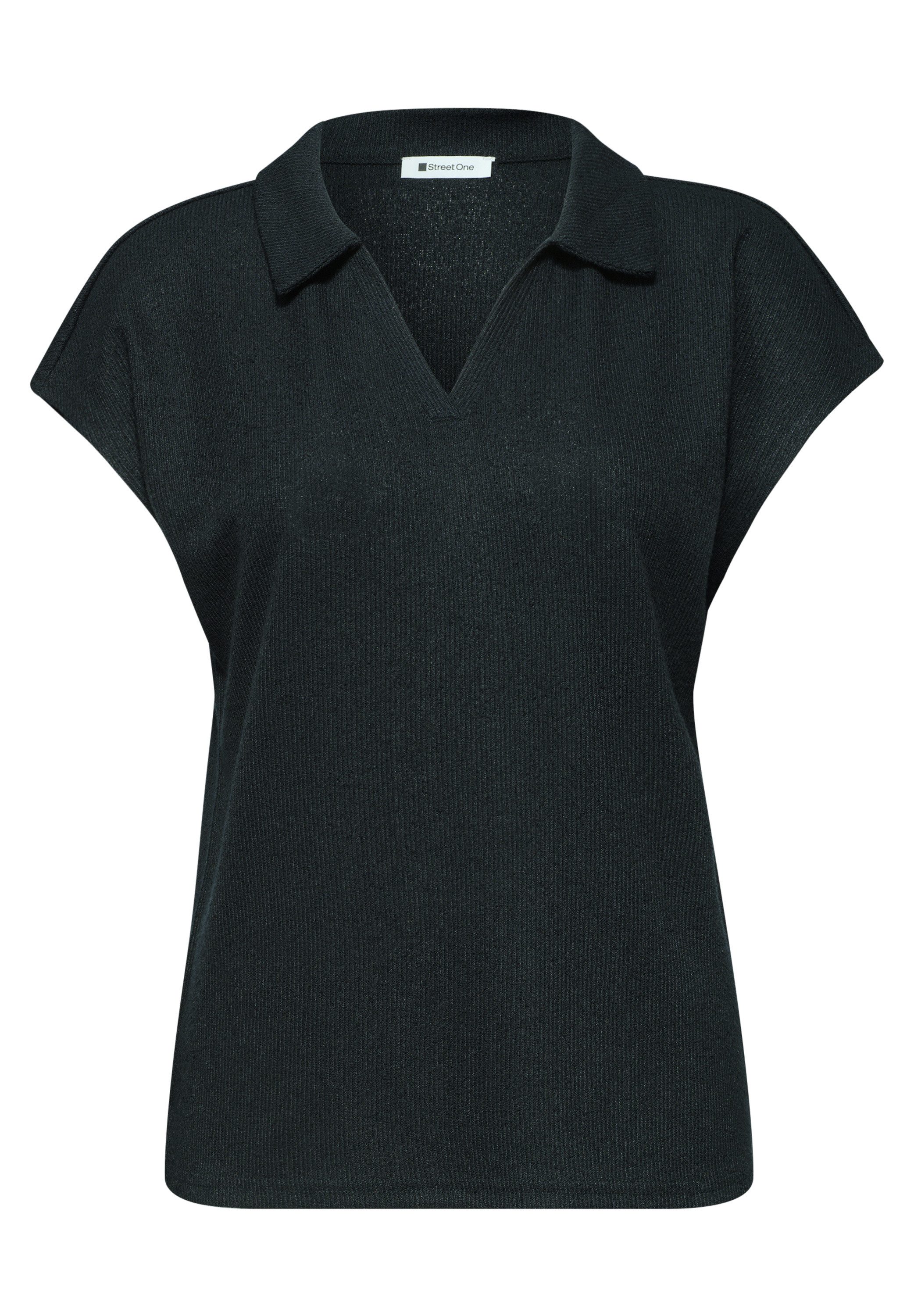 STREET ONE Poloshirt feine Struktur, unifarben, überschnittene Schultern – Bild 5 von 5