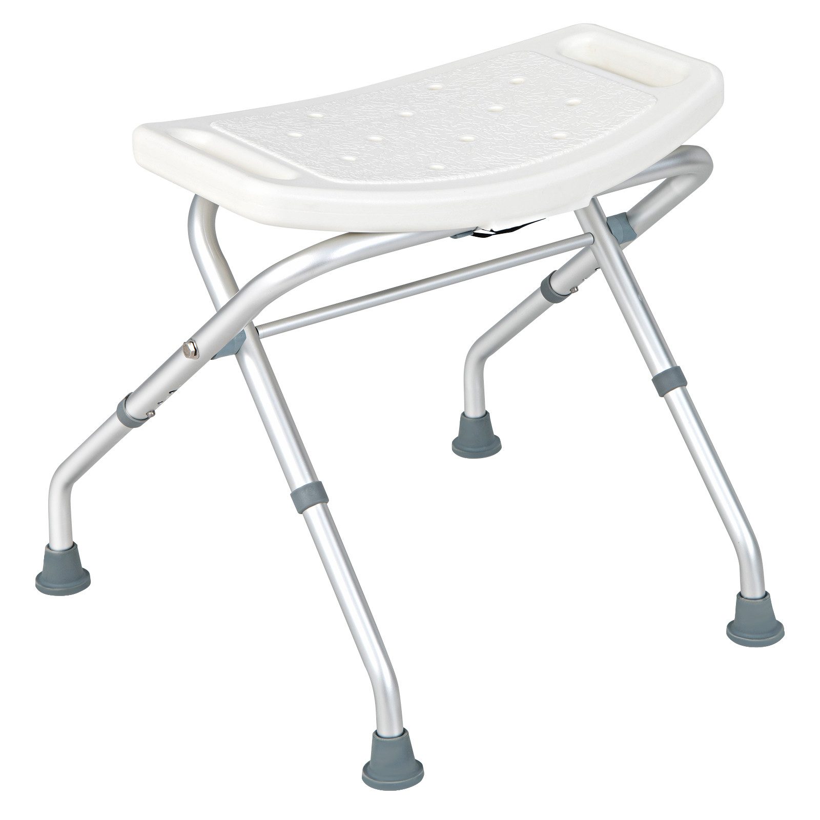 COSTWAY Duschstuhl Alu bis 150 kg, Duschhocker höhenverstellbar & klappbar