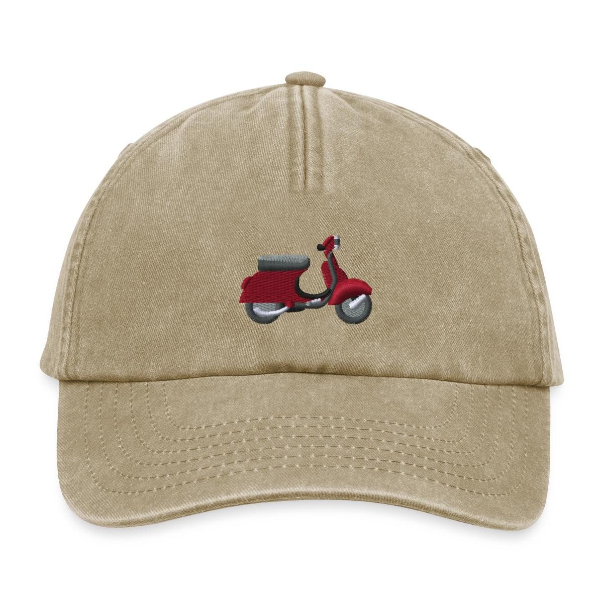 Spreadshirt Baseball Cap Motorroller Stickerei Vintage Cap (1-St)