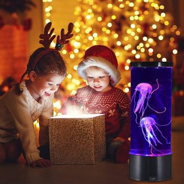 GelldG Lavalampen LED Fantasy Quallen Lavalampe, Runde echte Quallen Aquarium Lampe