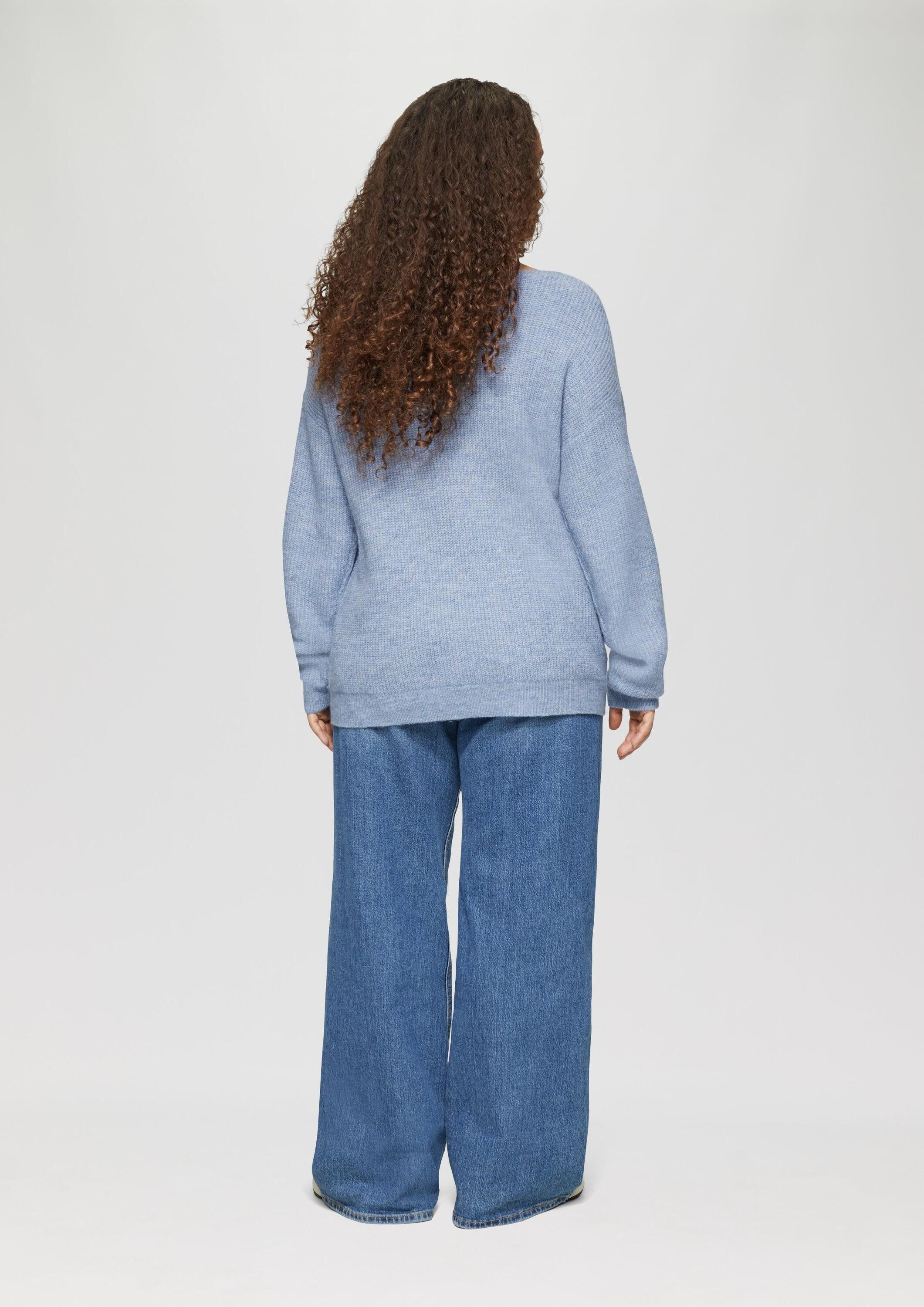 QS Longpullover Strickpullover Weicher Pullover mit Rippstruktur