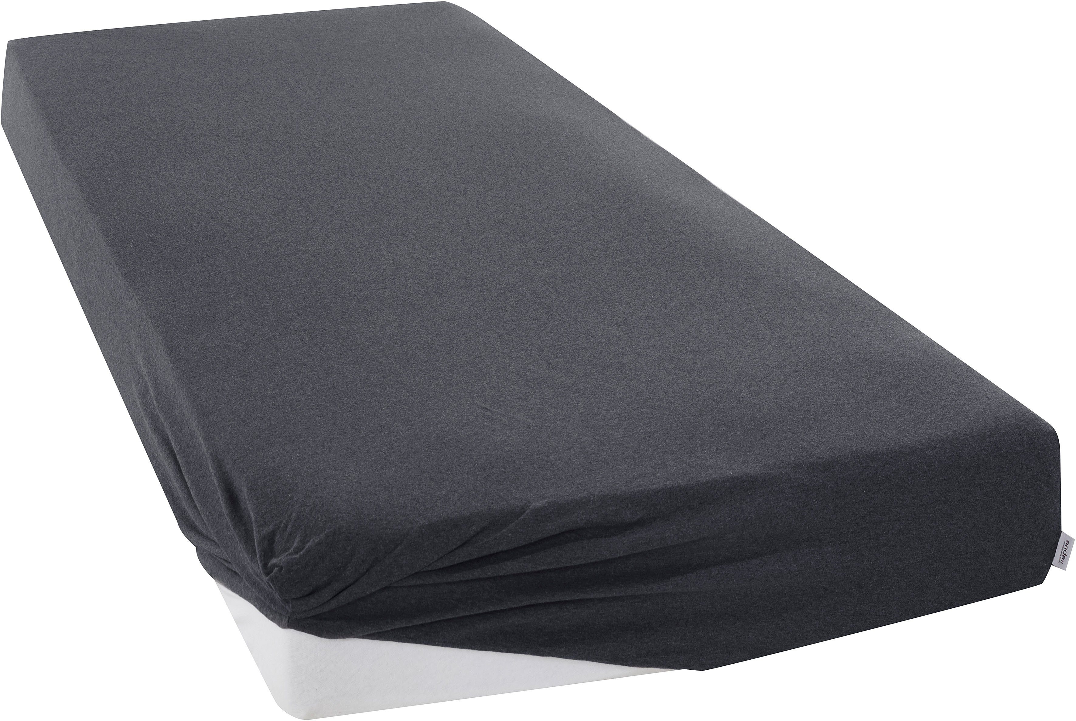OTTO home Spannbettlaken VALJE in Melange-Optik, hochwertiger Baumwoll-Jersey 130g/m², Jersey, Gummizug: rundum, (1 Stück), Baumwolle, für Matratzen bis 25 cm Höhe, Bettlaken aus Melange-Garn