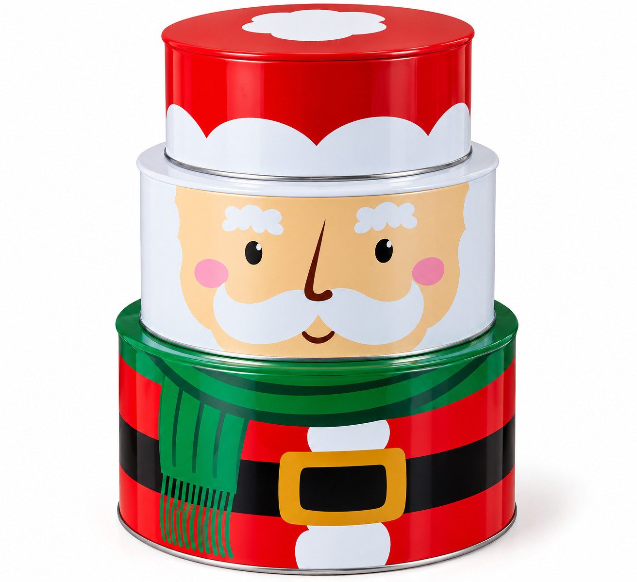 matrasa Keksdose Weihnachtsmann – Stapelbare Plätzchendosen aus Metall mit Deckel, Metall, (Set, 3-tlg., 3er Set), 3,95 L Fassungsvermögen