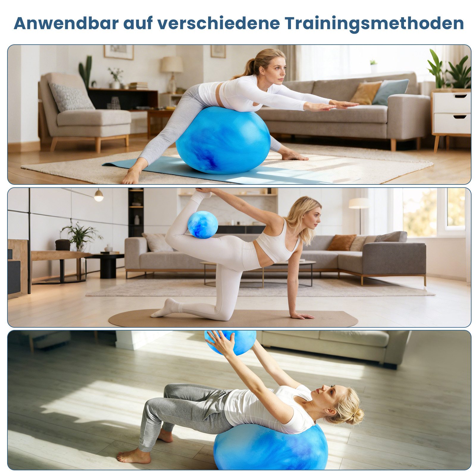 CkeyiN Pro Gymnastikball Rutschfest,Pilates Ball,Gratis 25 cm Yogaball (Set, 2 GroBen verfugbar, Belastbar), für Schwangerschaft, Fitness, Gleichgewicht, Training,Physiotherapie