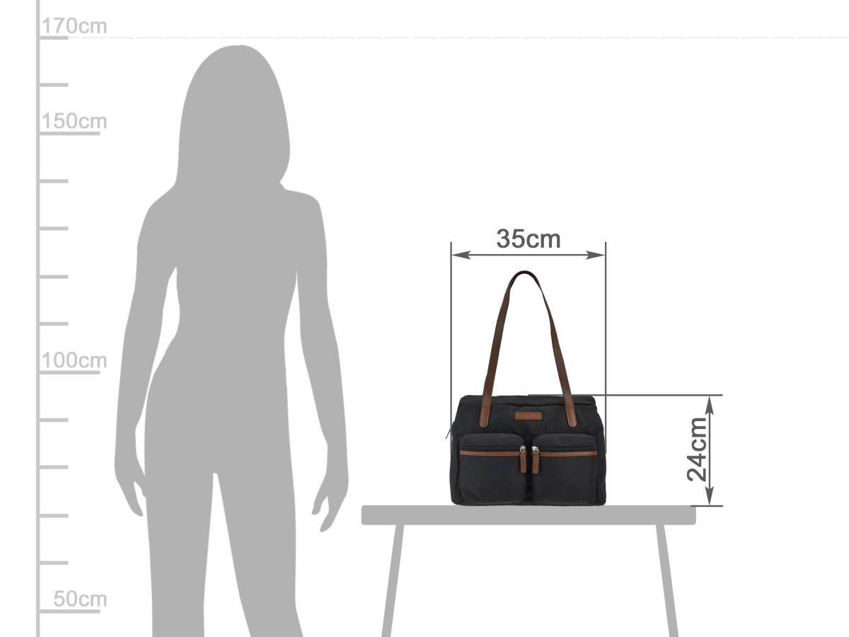 Greenburry Shopper "Emily" Nylon Schultertasche 35x24cm, leicht, kompakt, praktisch, lange Gurte, schwarz
