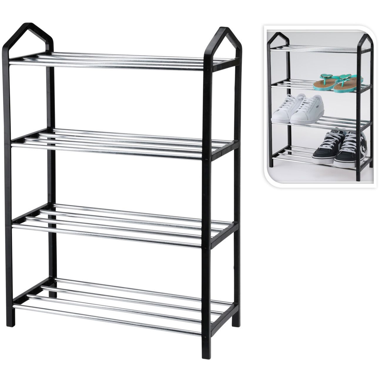 Storage solutions Schuhregal aus Metall: 4 Ebenen, stabil & platzsparend, 41.5x18.5x58.5cm