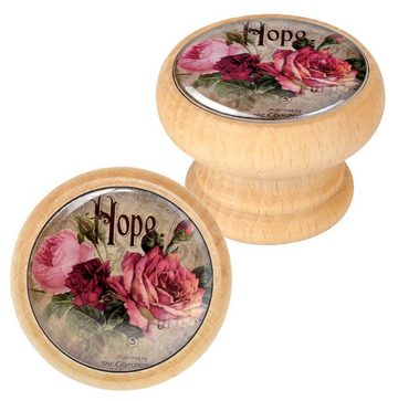 Lashuma Möbelgriff Blumen (Spar-Set, 6-St), Schrankgriffe Holz mit Blumen-Motiv, Schubladengriffe 4 cm Ø