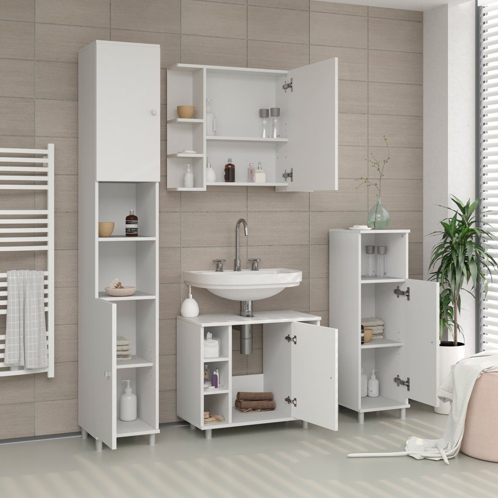 Vicco Badezimmerspiegelschrank Fynn, Weiß, 80 x 64 cm (1-St) – Bild 4 von 5