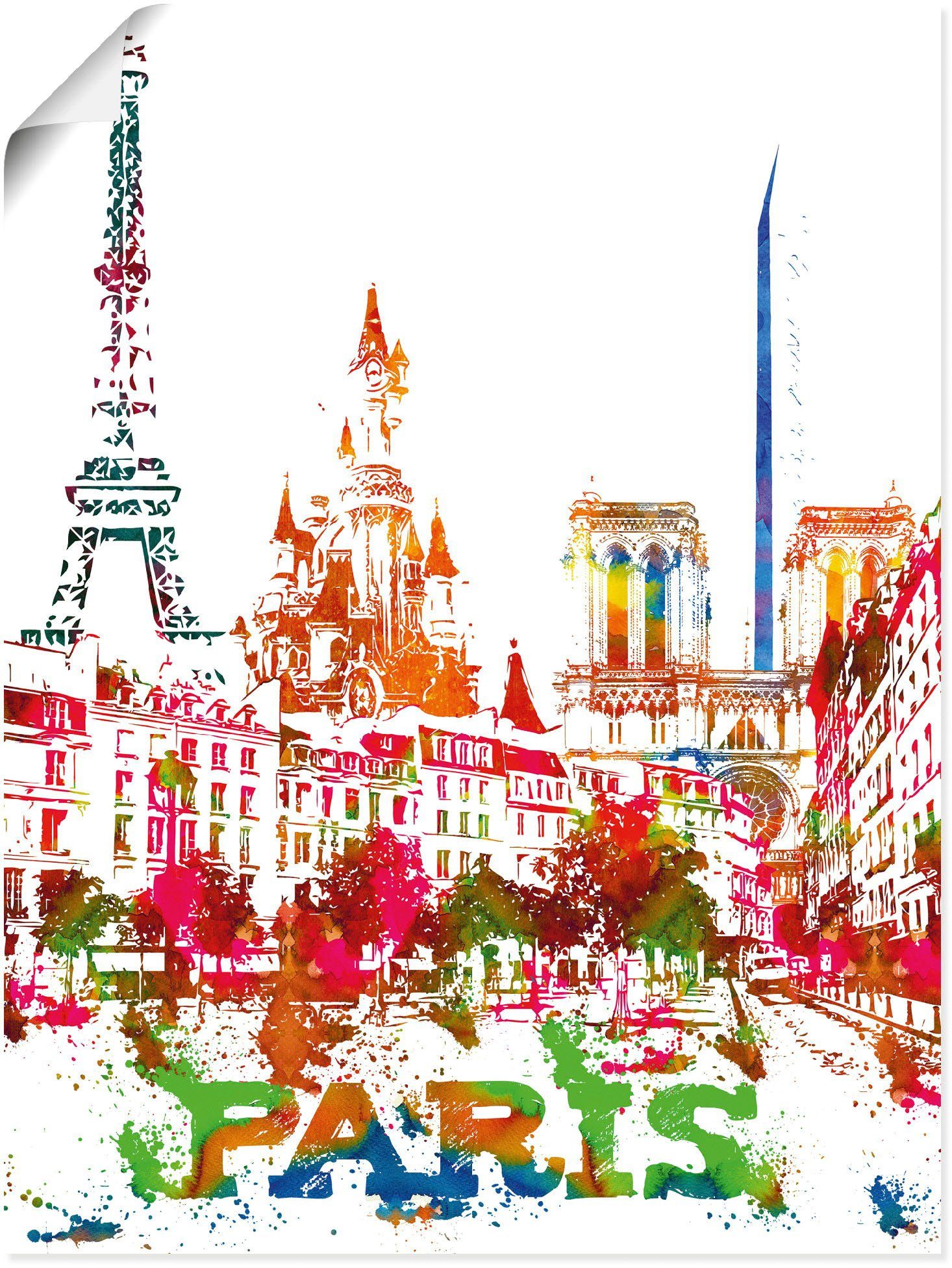 Artland Wandbild Paris Grafik, Paris (1 St), als Alubild, Leinwandbild,  Wandaufkleber oder Poster in versch. Größen