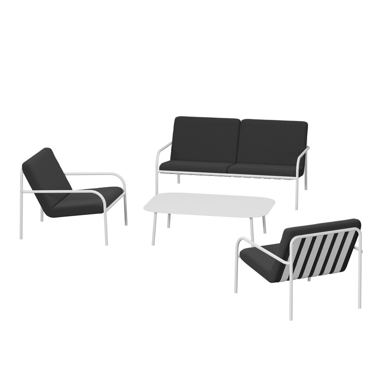 Metallbude Gartenlounge-Set Gartenmöbel Outdoor, Sofa + 2 Sessel + Tisch