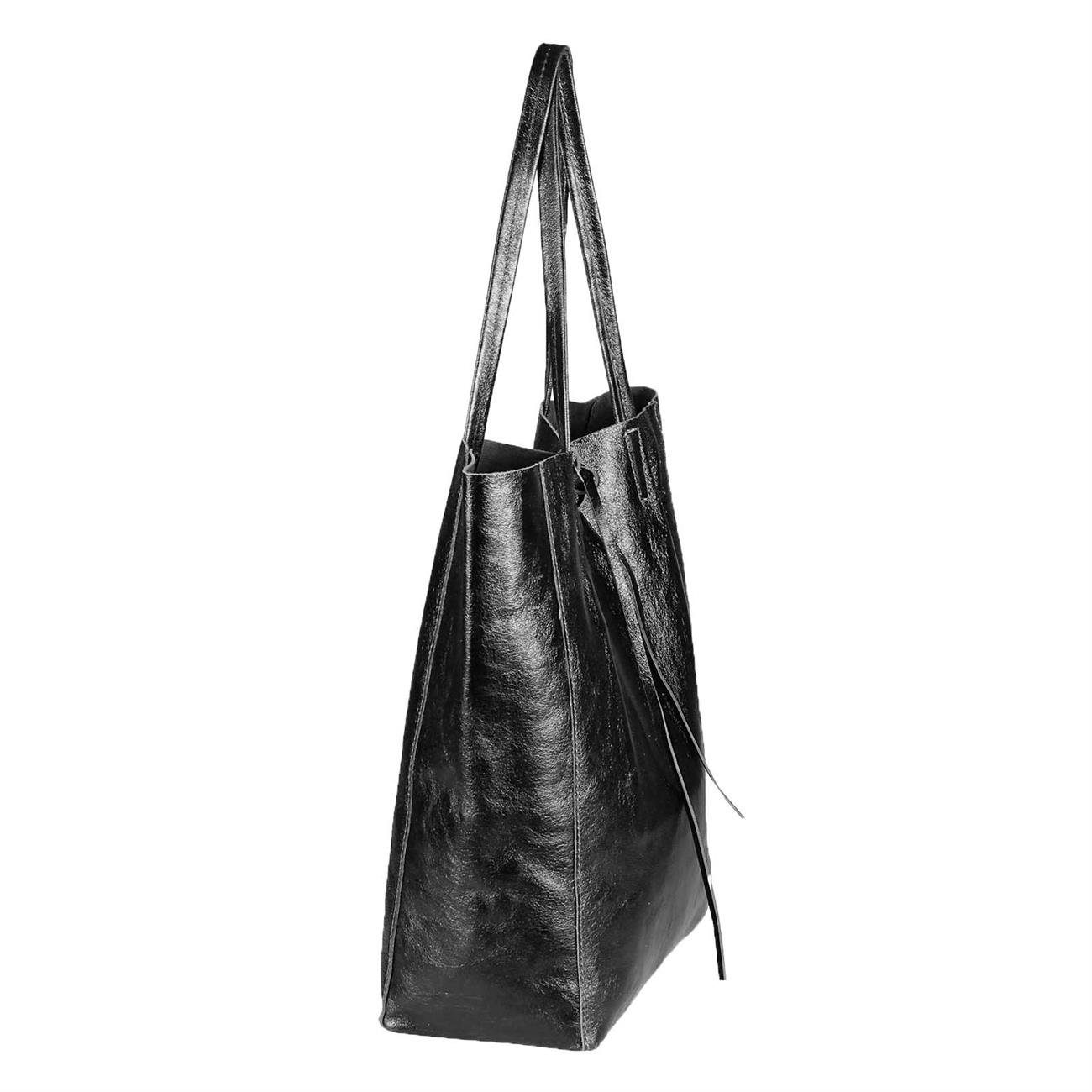 ITALYSHOP24 Schultertasche Made in Italy Damen Premium Leder SHOPPER Tasche HOBO Umhängetasche, Echtleder Business Bag leicht groß klassisch sicher geräumig Beutel